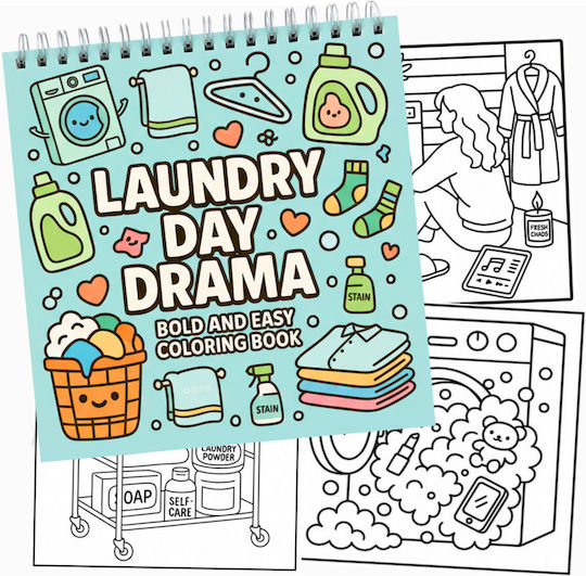 Obro Thick Page Coloring Book – Laundry Day Drama Whimsical Style Coco Wyo Relaxation Adults