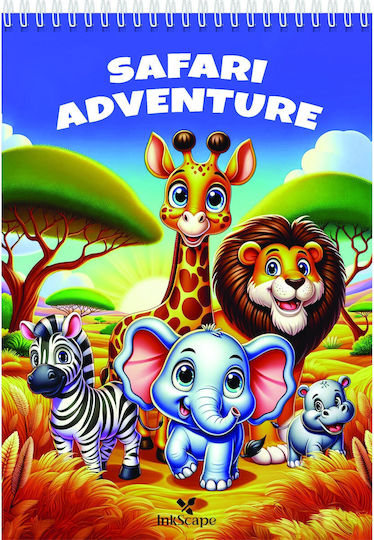 Malbuch Kinder Wilde Tiere 40 Seiten A5 Spiralformat Safari Abenteuer