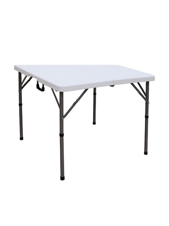 Plastic Catering Garden & Terrace Table for Small Spaces Foldable with Metal Frame White 86x86x74cm