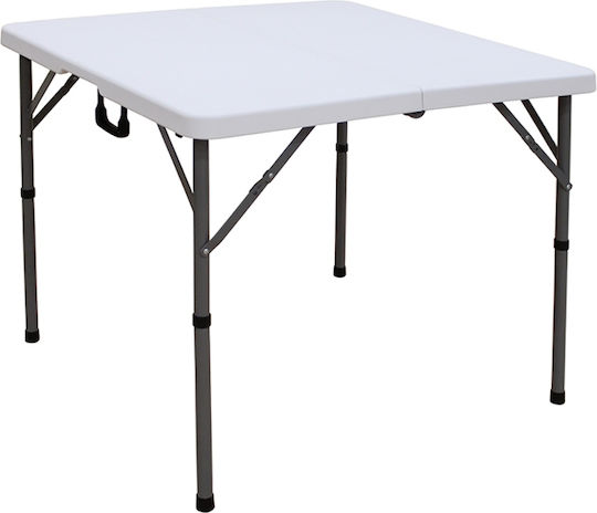 Plastic Catering Garden & Terrace Table for Small Spaces Foldable with Metal Frame White 86x86x74cm