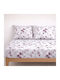 My Home Luxury Ventana Bed Sheet Set with 2 Pillowcases Super-Double with Rubber Hugger 160x200cm Lilac (3 Pieces)