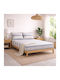 My Home Luxury Arbia Set Bed Sheet with 2 Pillowcases Super-Double with Rubber Hugger 160x200cm Beige 3 Pieces