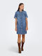 Summer Midi Shirt Dress Denim Medium Blue Denim