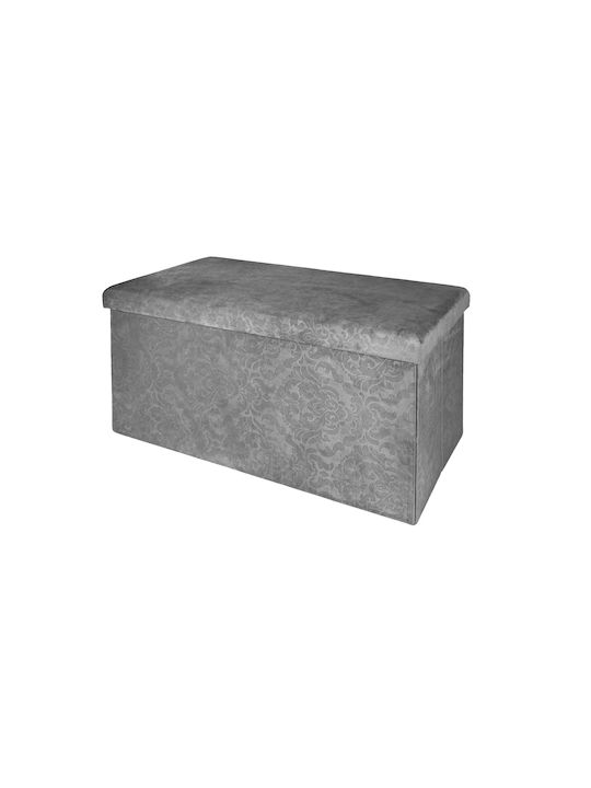 Stool For Living Room Collapsible With Storage Space Upholstered with Velvet Gray 76x38x38cm