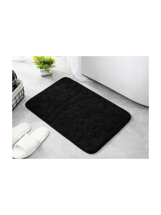 Non-Slip Bath Mat Black Velvet-Black Metal 50x80cm
