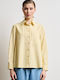 Women's Denim Striped Long Sleeve Shirt Yellow