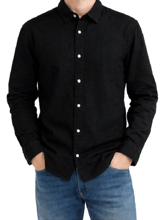Jack & Jones Long-sleeved Linen Shirt Black
