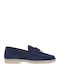 Leather Women's Loafers in Navy Blue Color