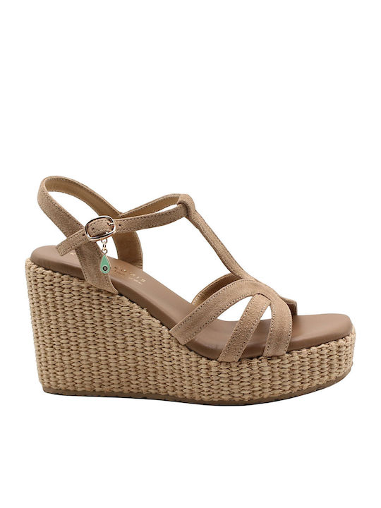 Komis & Komis Women's Leather Platform Shoes Beige