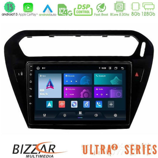 Bizzar Car Audio System for Peugeot 301 Citroen C-Elysee 2012-2018 with Touch Screen 9" Bluetooth USB Wi-Fi GPS Apple CarPlay Android Auto
