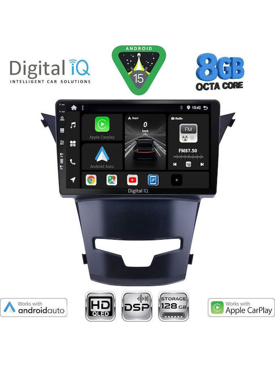 Digital IQ Car Audio System for Ssangyong Korando 2014-2019 (Bluetooth/USB/AUX/WiFi/GPS/Apple-Carplay/Android-Auto) with Touch Screen 9"