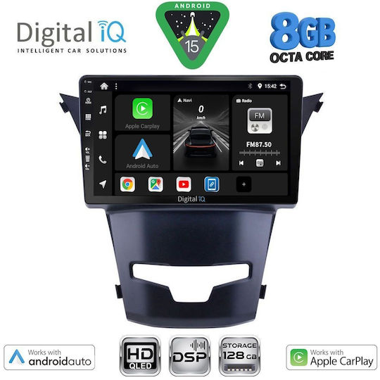 Digital IQ Car Audio System for Ssangyong Korando 2014-2019 (Bluetooth/USB/AUX/WiFi/GPS/Apple-Carplay/Android-Auto) with Touch Screen 9"