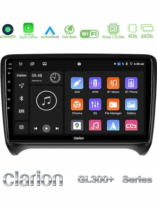 Clarion Auto-Audiosystem für Audi E-Commerce-Website 2006-2013 (Bluetooth/USB/AUX/WiFi/GPS/Apple-Carplay/Android-Auto) mit Touchscreen 9"