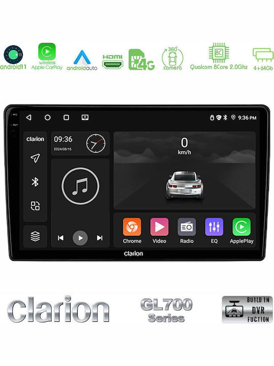 Clarion Car Audio System for Ford Mondeo / Focus / S-Max / Galaxy 2007-2014 (Bluetooth/USB/WiFi/GPS/Apple-Carplay/Android-Auto/CD) with Touch Screen 9"