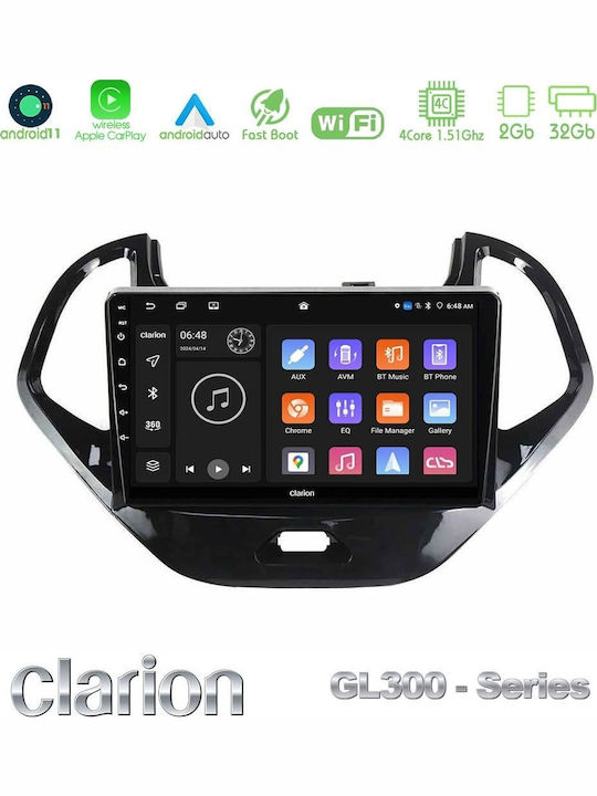 Clarion Car Audio System for Ford Ka 2016-2020 (Bluetooth/USB/AUX/WiFi/GPS/Apple-Carplay/Android-Auto) with Touch Screen 9"