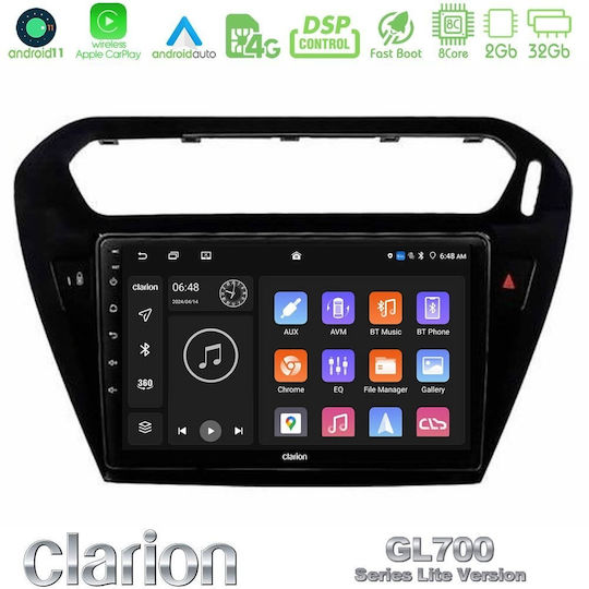 Clarion Ηχοσύστημα Αυτοκινήτου για Peugeot 301 Citroen C-Elysee 2012-2018 (Bluetooth/USB/WiFi/GPS/Apple-Carplay/Android-Auto) με Οθόνη Αφής 9"