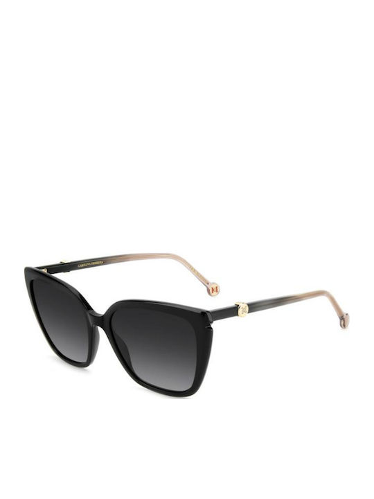 Carolina Herrera Unisex Sunglasses With Black Horn-Rimmed Frame And Grey Gradient Lens HER 0385/S 807/9O