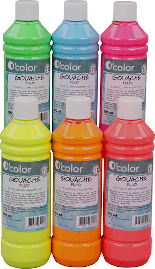 OColor Τέμπερες Ζωγραφικής Πολύχρωμες 500ml 6τμχ