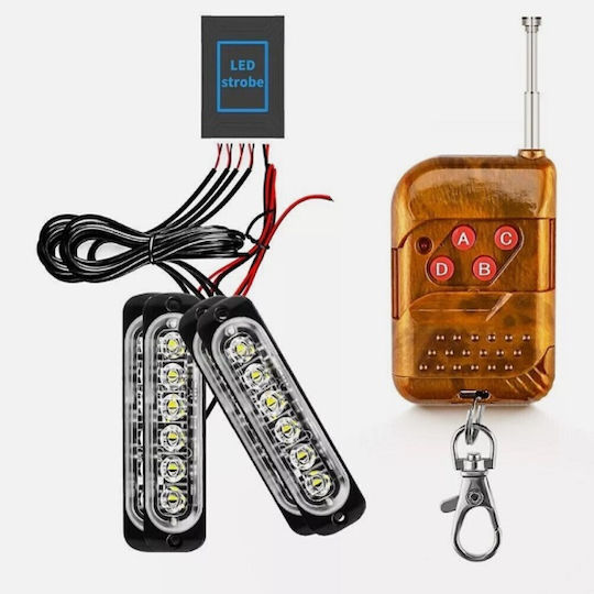 24 Led Front Grille Car Lights 4 Pieces Remote Control Hw-0421 Orange Amber