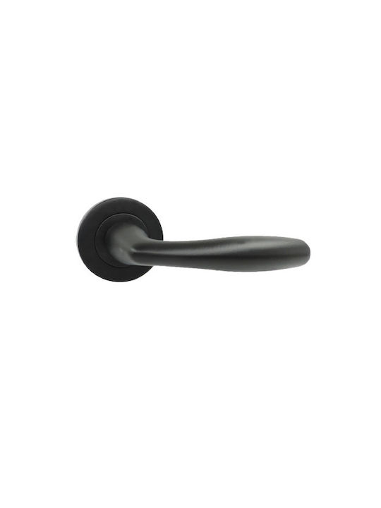Deco Ceramica Πόμολο Μεσόπορτας με Ροζέτα DK1206-99 Ζεύγος με Επιστόμιο Ματ Μαυρο