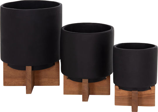 HomeMarkt Комплект 3 Дървени Саксии За Цветя Черни HomeMarkt Комплект 3 Дървени Саксии За Цветя Черни