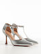 Pumps mit Stiletto-Absatz & Riemchen Silber