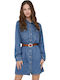 Mini Denim Shirt Dress Blue