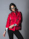 Lang Damen Puffer Jacke Wasserdicht für Winter Red