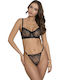Arona Set de Lenjerie Sutien cu Șir de caractere Black