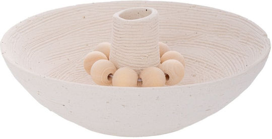 Weißes Keramik Kerzenleuchter Holzknöpfe 15,5×15,5×6 cm
