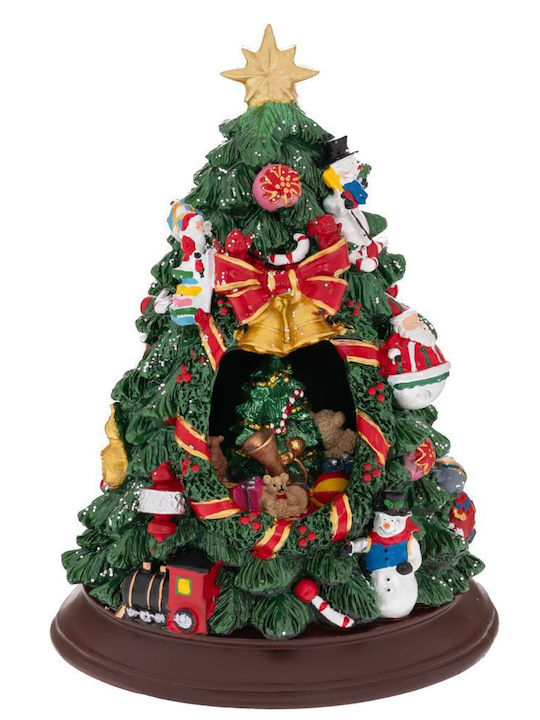 Green Polyresin Wind-Up Tree Movement Music Φ13.5x20cm