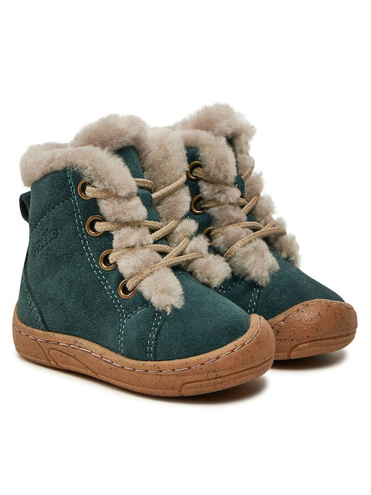 Suede Kids Boots with Laces Blue