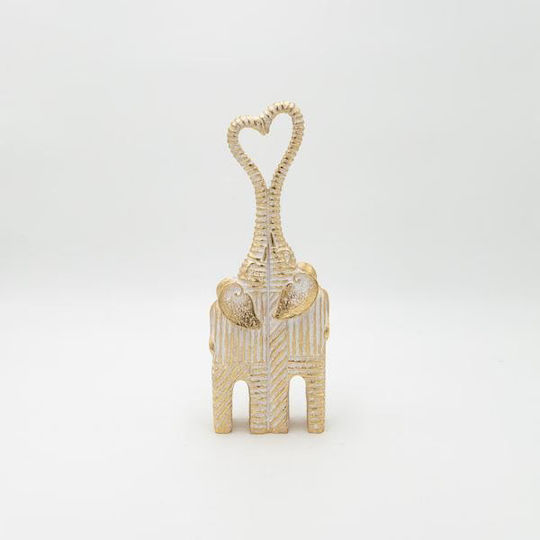 Elephants Heart Polyresin Gold 11x5.5x30cm Estheti 819-01414