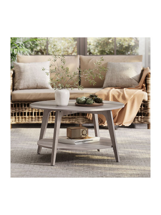 Round Central Coffee Table Wooden Gray W80xL80x...