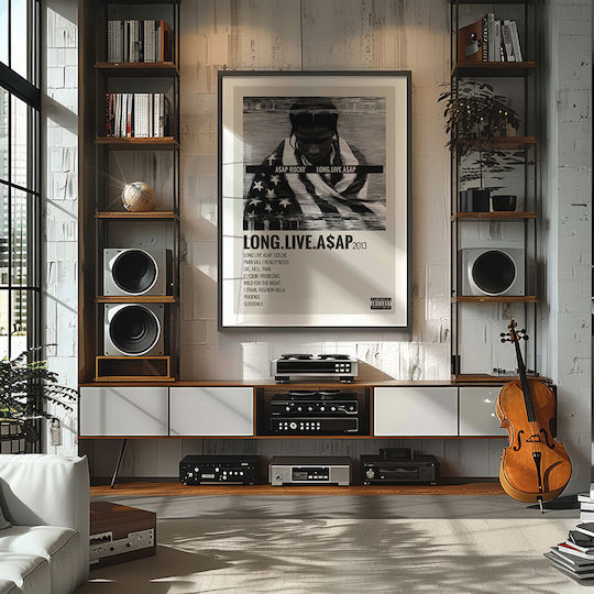 Music Poster Long.live.a$ap A$ap Rocky Ms549 30cm X 40cm Κορνίζα Καφέ Ξύλου