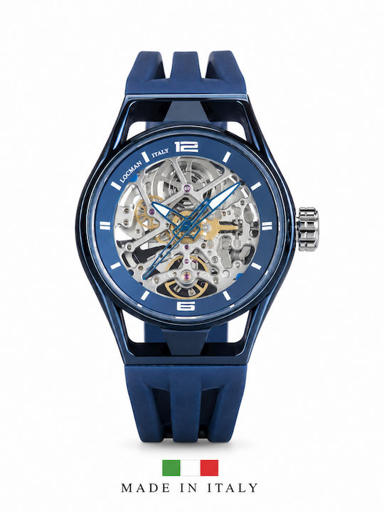 Locman Italy Men's Watch 42mm Automatic with Blue Rubber Strap