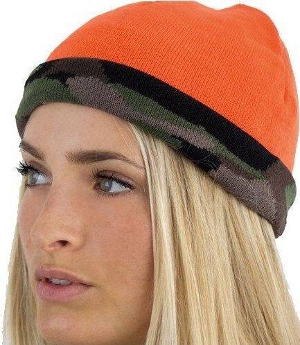 Beanie Unisex Wendbar Beanie Gestrickt in Orange Farbe