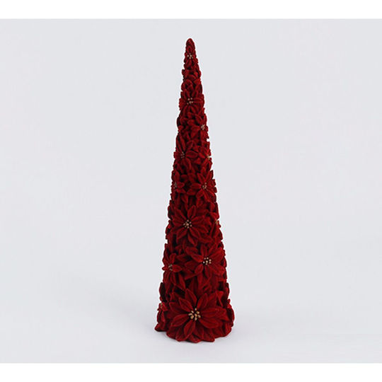 Red Polyresin Fuzzy Tree Alexandria 10x10x35.5cm