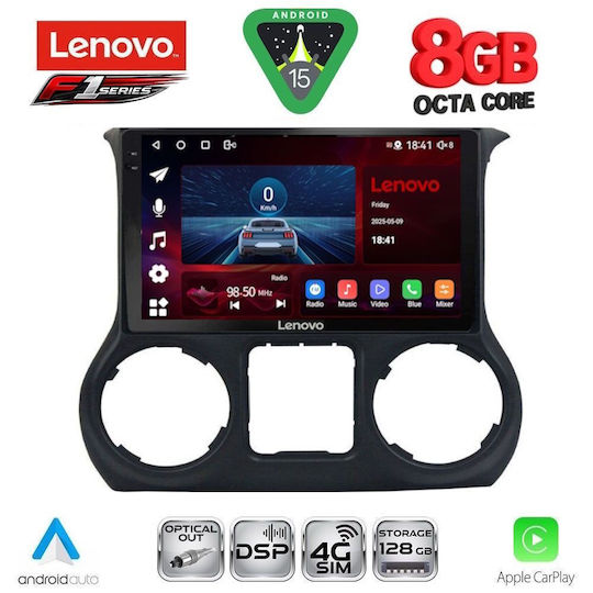 Lenovo Ηχοσύστημα Αυτοκινήτου για Jeep Wrangler 2014-2017 (Bluetooth/USB/WiFi/GPS/Apple-Carplay/Android-Auto) με Οθόνη Αφής 10"
