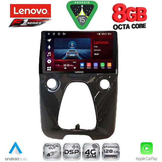 Lenovo Car Audio System for Toyota Aygo 2014-2022 with A/C (Bluetooth/USB/WiFi/GPS/Apple-Carplay/Android-Auto) with Touch Screen 10"