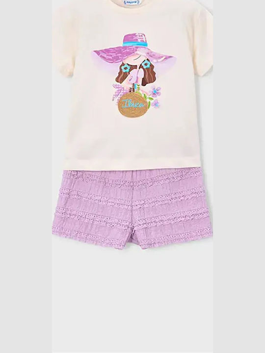 Mayoral Kids Set with Lilac Shorts 2 Pieces