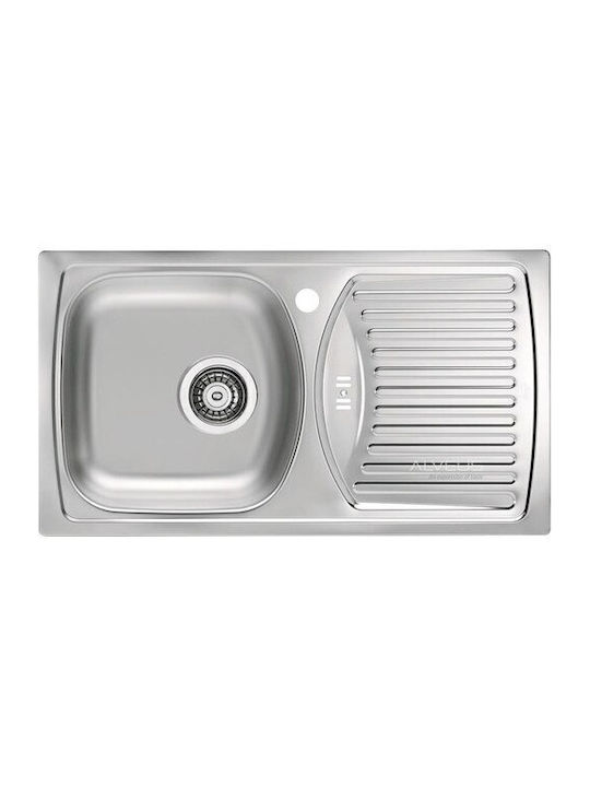 Alveus Ένθετος Νεροχύτης Δεξιός Inox με Μπαταρία Μ78xΠ35cm Γκρι