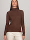 Women's Blouse Turtleneck Brown