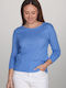 Bluza Damă Din Bumbac Albastru Deschis