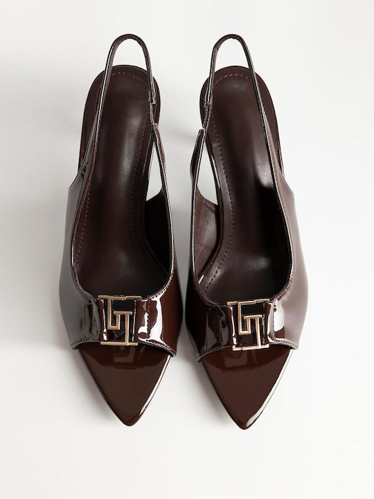 Peeptoe Pumps mit Dünn mittelhohem Absatz Braun
