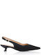 Leder Pumps mit Riemchen & flacher Absatz Schwarz