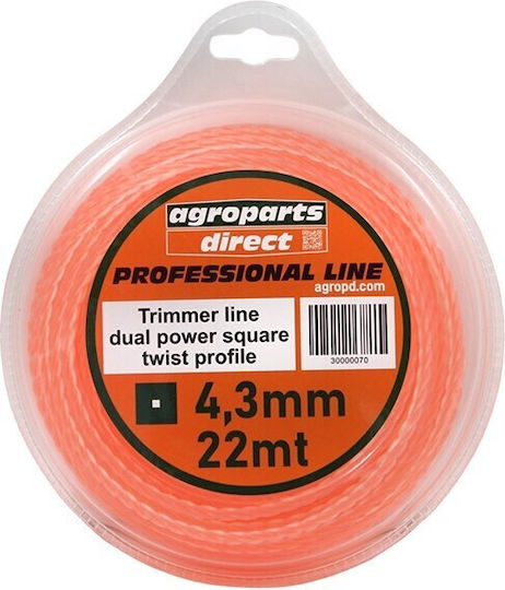 Agroequip Professional Line Brush Cutter Trimmer Line Square Twist Length 11m and Thickness 4.3mm