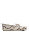 Leather Women's Loafers in Beige Color
