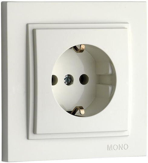 Mono Electric Μονή Χωνευτή Πρίζα Ρεύματος Ασημί