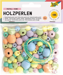 Folia Wooden Pastel Beads 85 Pieces 50g